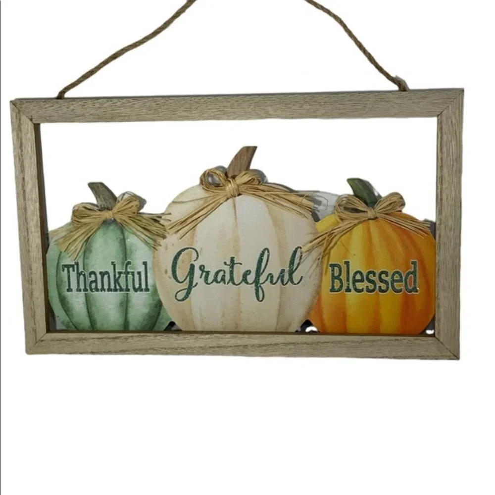 Modern Farmhouse Wall Hanging Fall Autumn Halloween Thanksgiving Decor 14 x 8 in